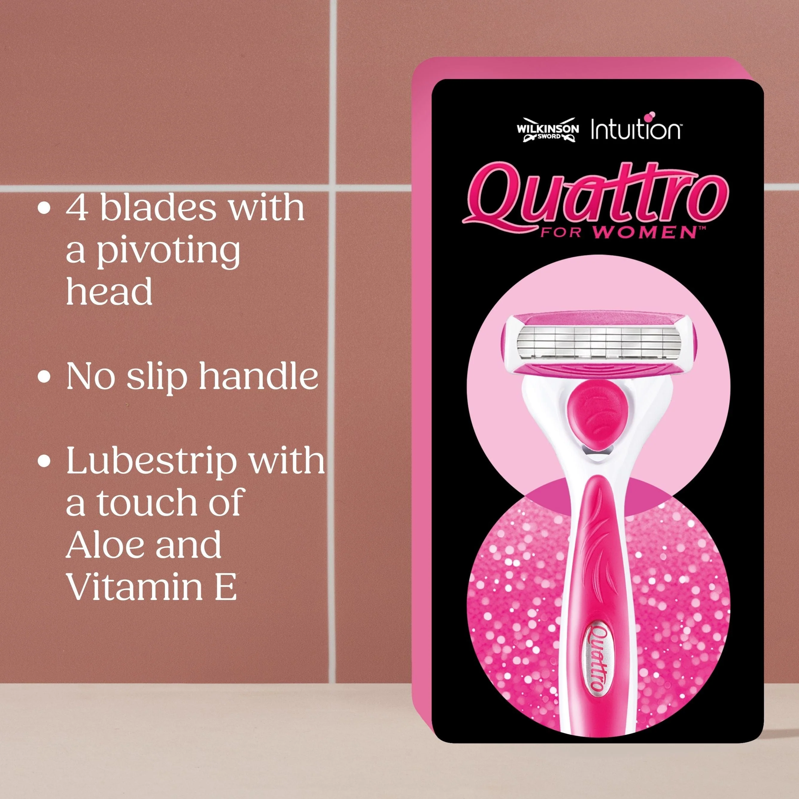 Intuition Quattro For Women Rose Gold Razor + 5 Blades Refills - Image 6